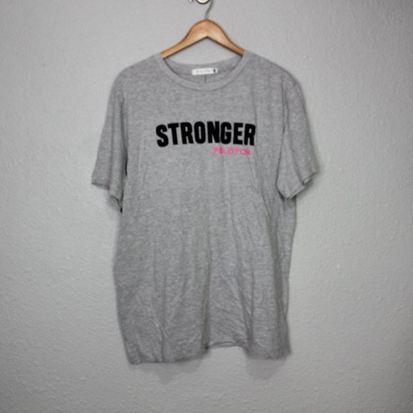 Peloton "Stronger" Grey Graphic Tee sz L NWT